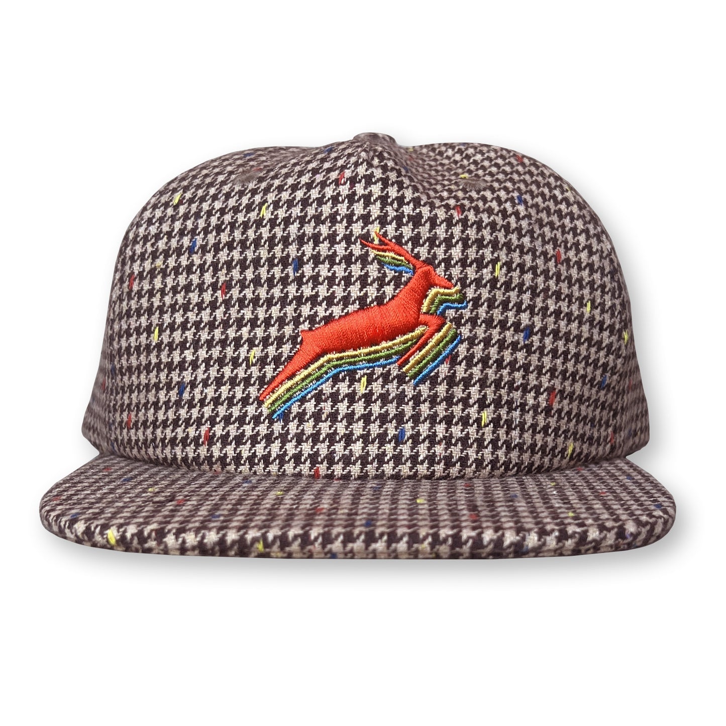Antelope Sherlock Hat / Rocky Road Sprinkle Houndstooth Wool with Navel Antelope