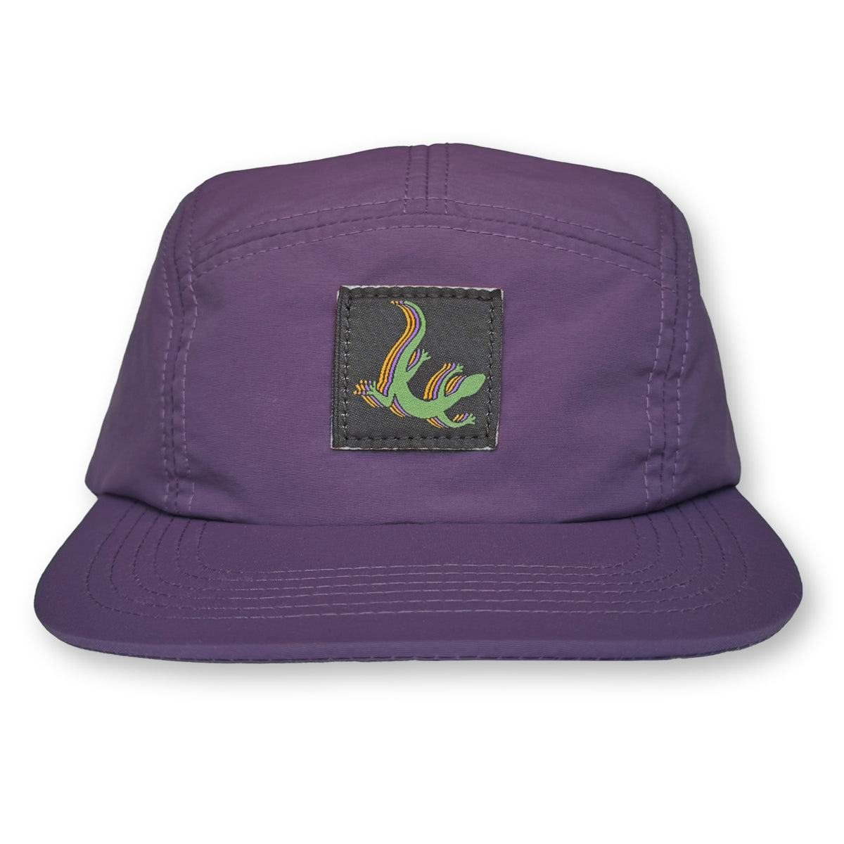Lizard Five Panel Camp Hat / Ube Nylon with Anole Lizard Patch