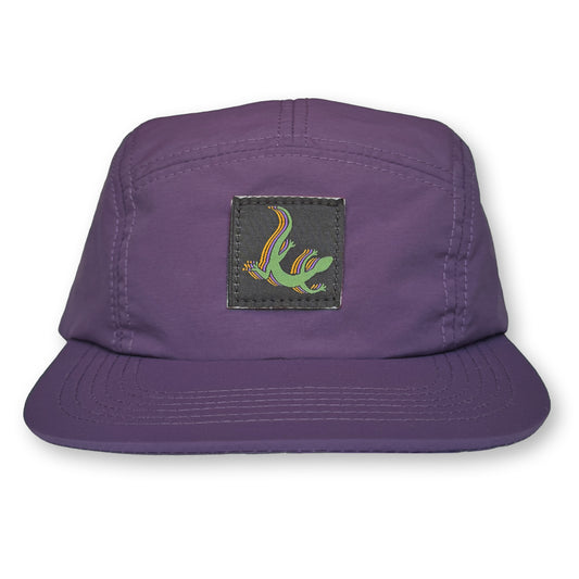 Lizard Five Panel Camp Hat / Ube Nylon with Anole Lizard Patch