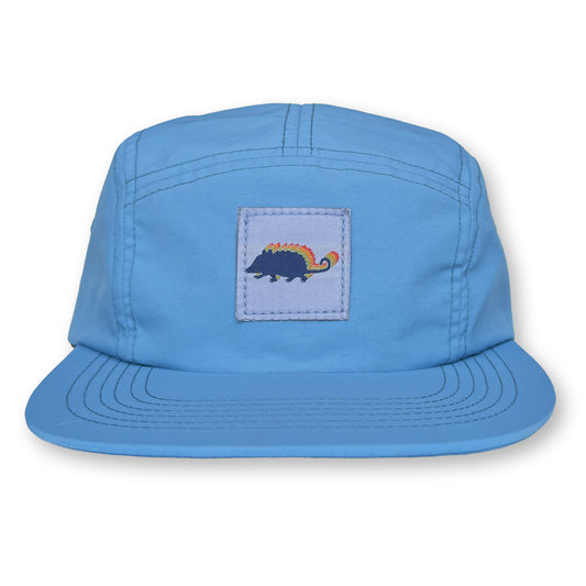 Possum Five Panel Camp Hat / Baby Blue Nylon with Scampering Possum Patch