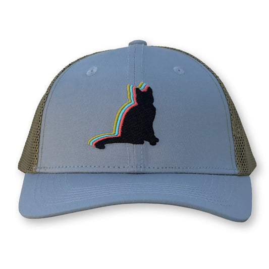 Poster Nutbag Trucker Hat / Gull Polycotton Blend with Oat Mesh and Black Cat