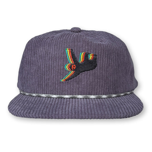 Sloth Rope Hat / Wisteria Fog Corduroy with Oil Slick Sloth