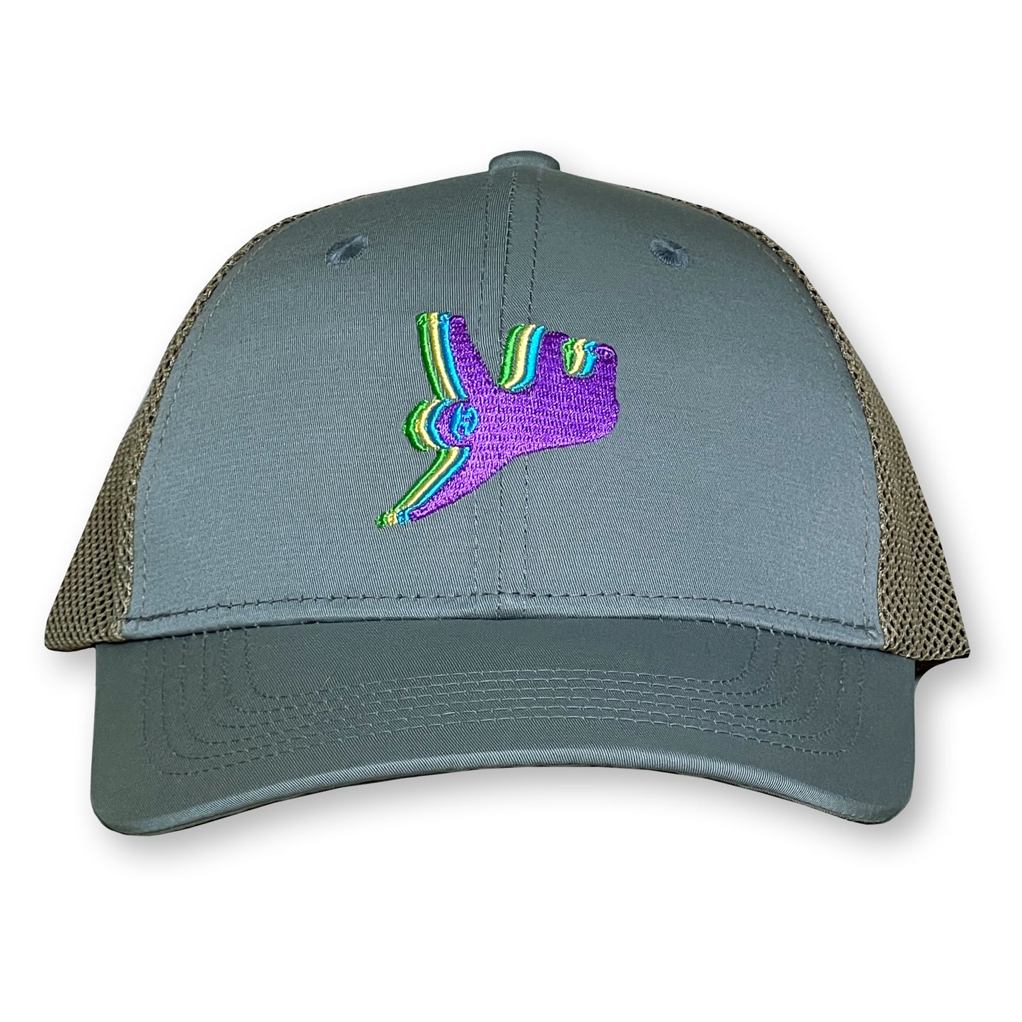 Sloth Trucker Hat / Mist Polycotton Blend with Oat Mesh and Crocus Sloth