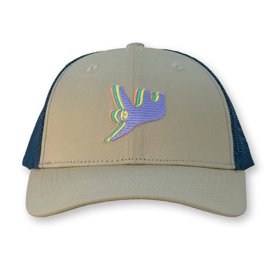 Sloth Trucker Hat / Persian Polycotton Blend with Prussian Mesh and Aster Sloth