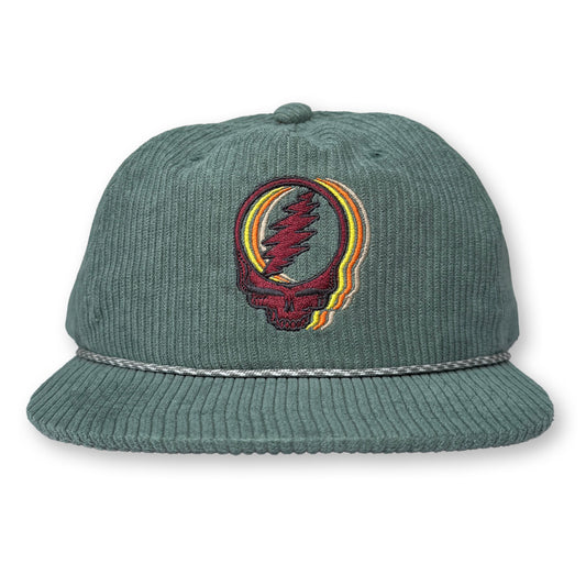 Stealie Rope Hat / Aloe Corduroy with Burgundy Beam Stealie