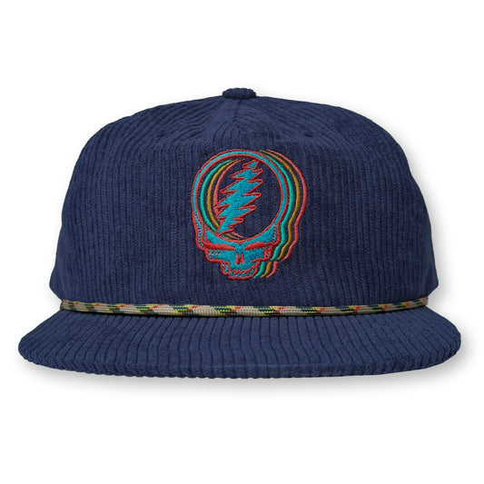 Stealie Rope Hat / Navy Corduroy with Fire and Ice Stealie
