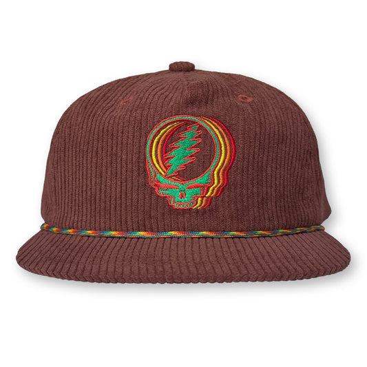 Stealie Rope Hat / Wet Clay Corduroy with Burning Bush Stealie