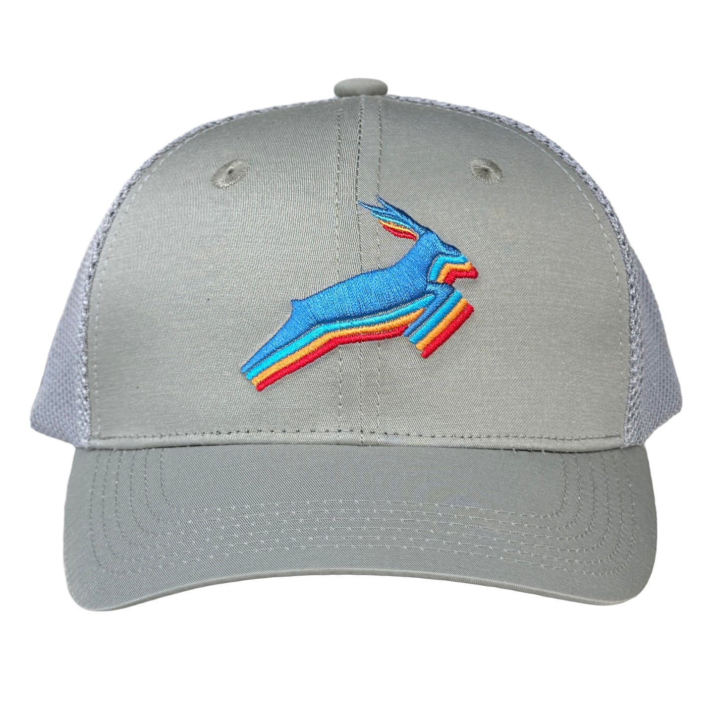 Antelope Trucker Hat / Laurel Polycotton Blend with Cloud Mesh and Pilot Flame Antelope