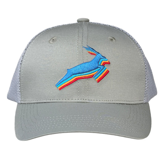 Antelope Trucker Hat / Laurel Polycotton Blend with Cloud Mesh and Pilot Flame Antelope