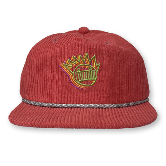 Ween Rope Hat / Desert Rose Corduroy with Lime Ricky Boognish