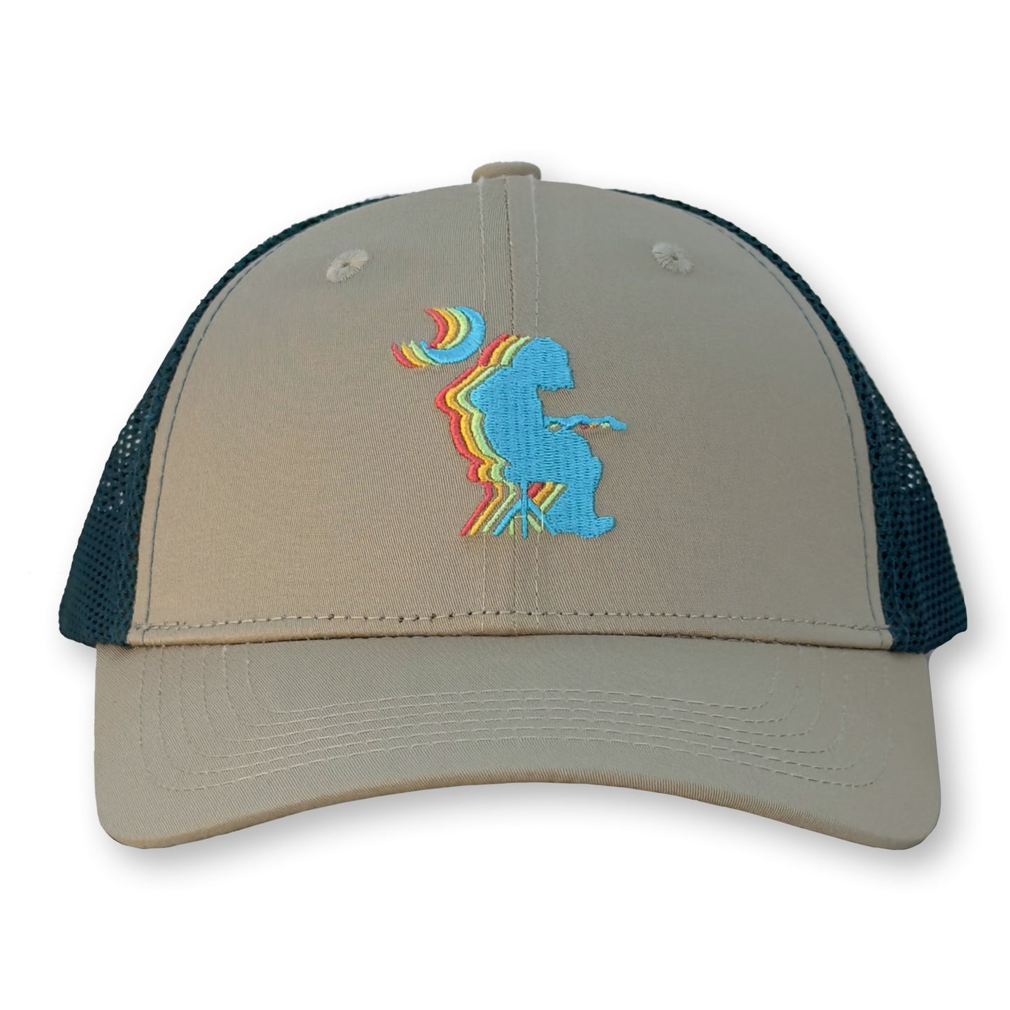 Widespread Panic Mikey Trucker Hat / Taupe Polycotton Blend with Lagoon Mesh and Tulum Sunset Mikey