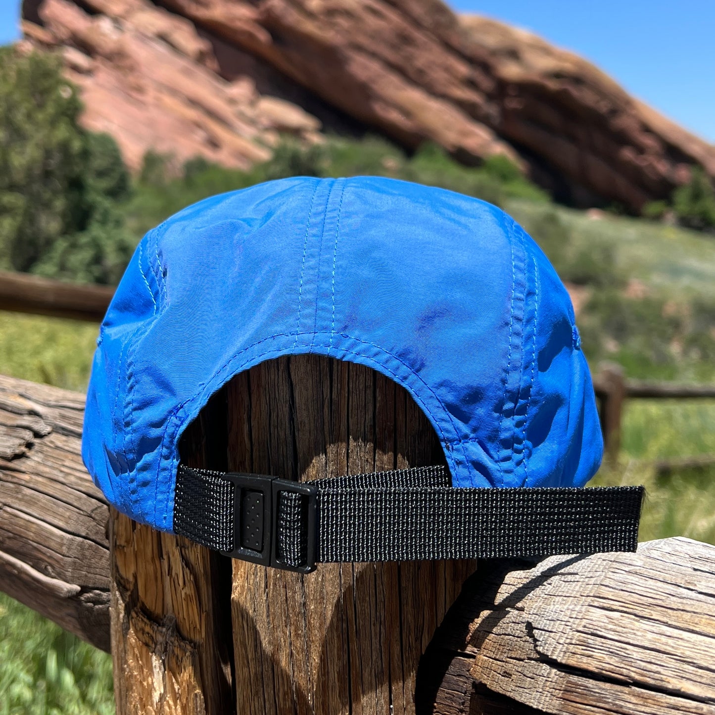 Lizard Five Panel Camp Hat / Smurf Nylon with Calypso Lizard Patch