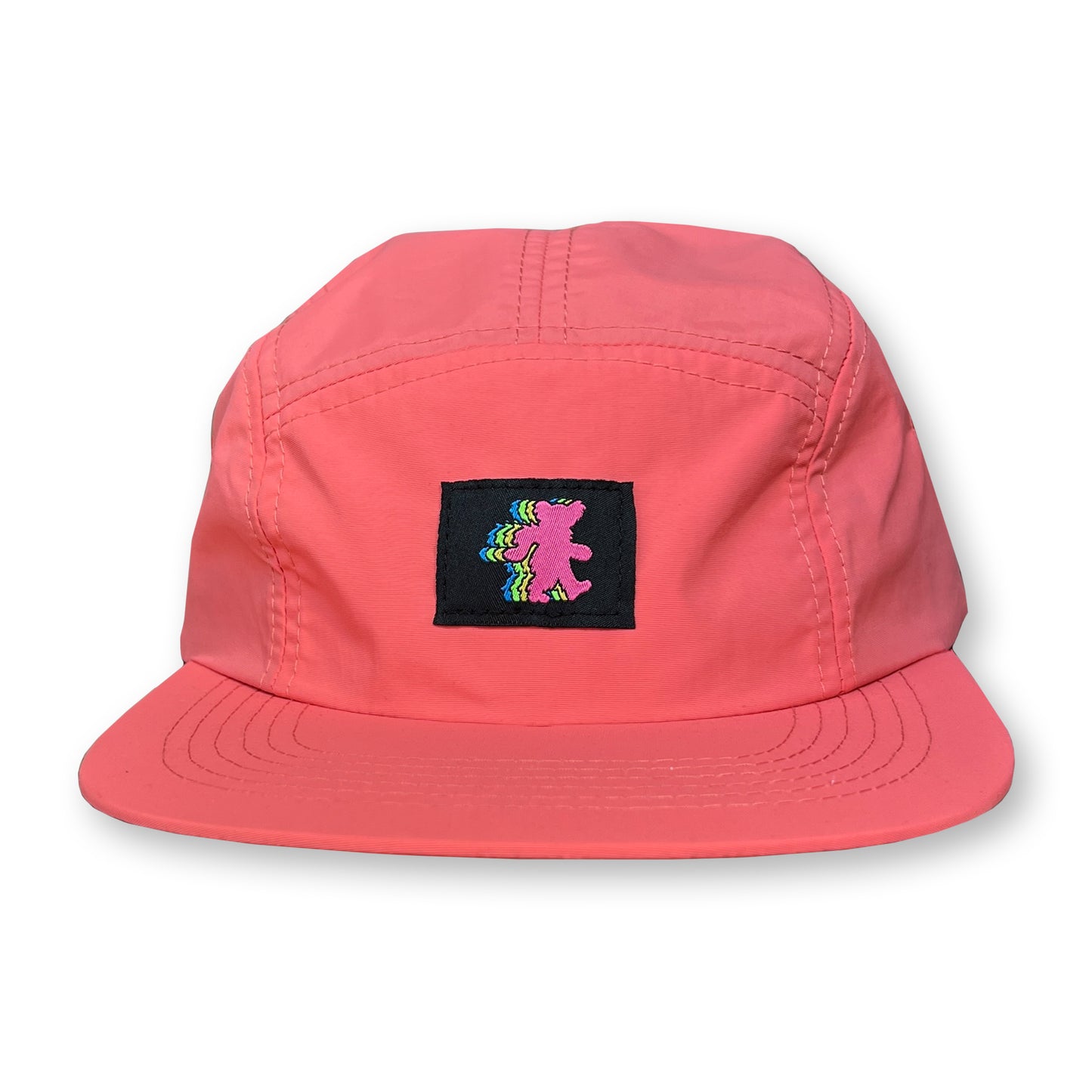 Bear Five Panel Camp Hat / Salmon Nylon with Kool Aid Bear Patch