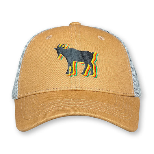 Billy Strings Trucker Hat / Cashew Cotton with Cloud Mesh and Jah Billy Goat