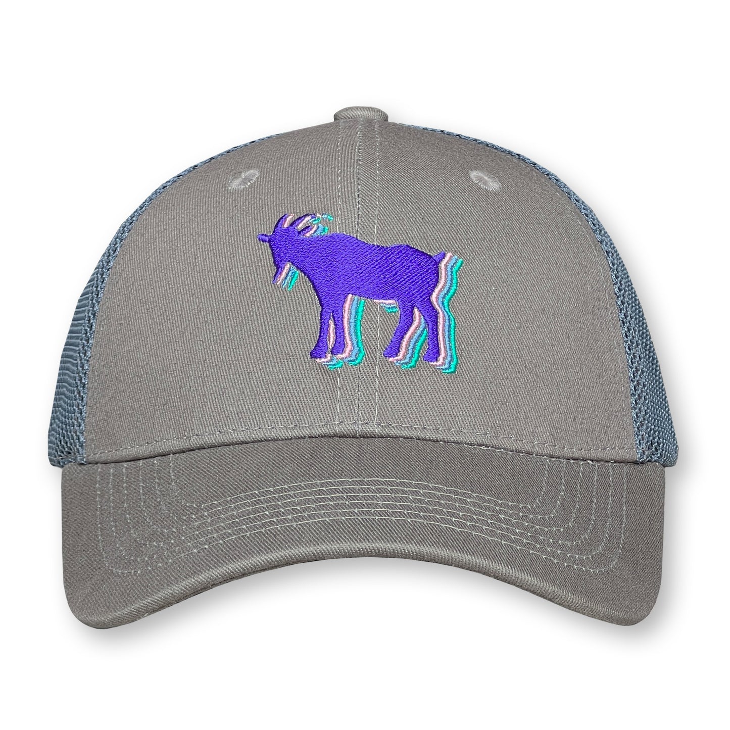 Billy Strings Trucker Hat / Seal Cotton with Graphite Mesh and Grape Billy Goat