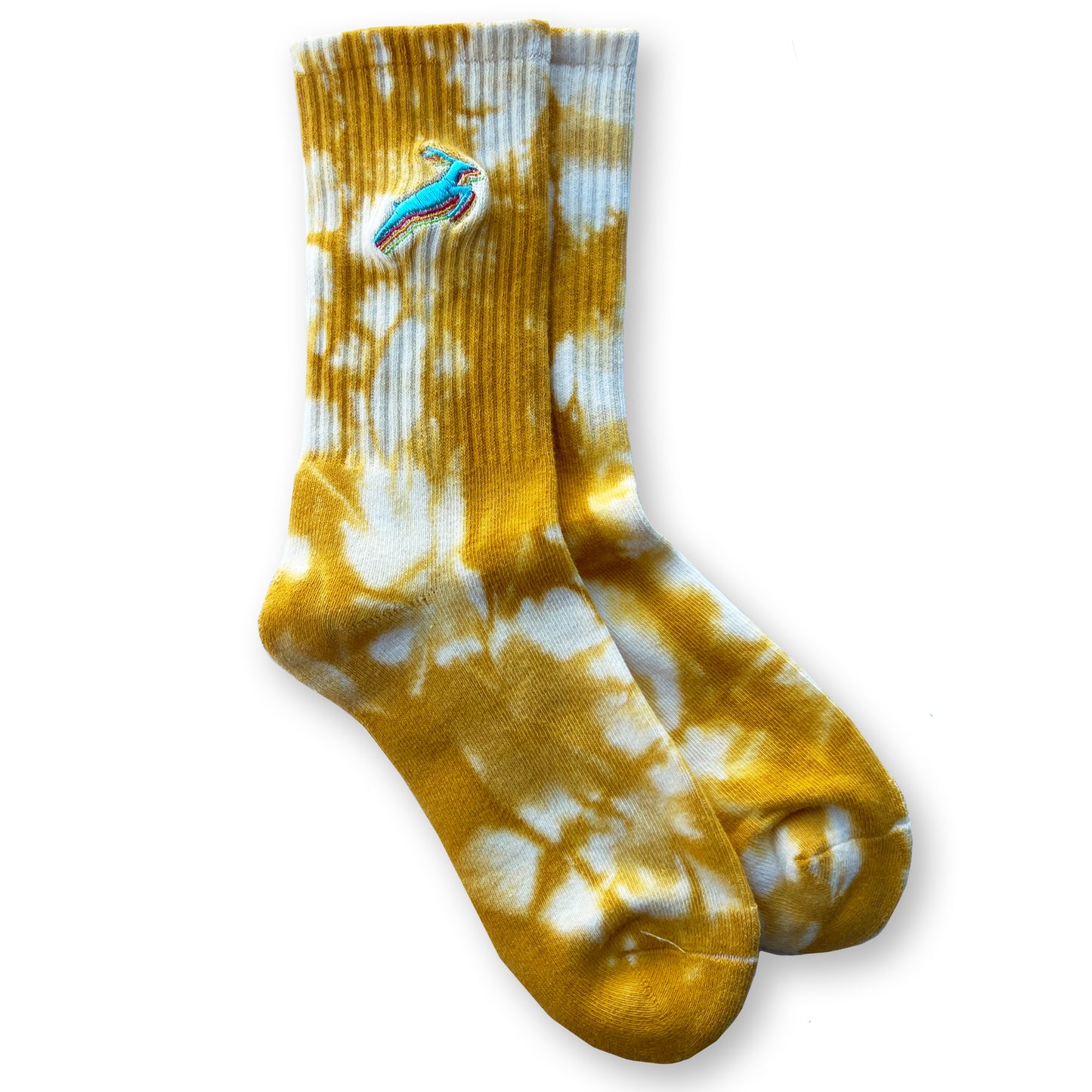 Antelope Embroidered Tie Dye Socks / Saffron