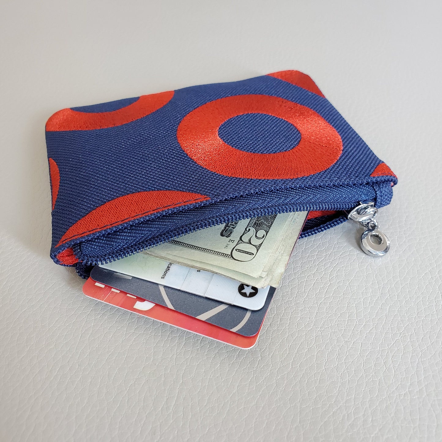 Fishman Donut Embroidery Minimalist Zipper Wallet