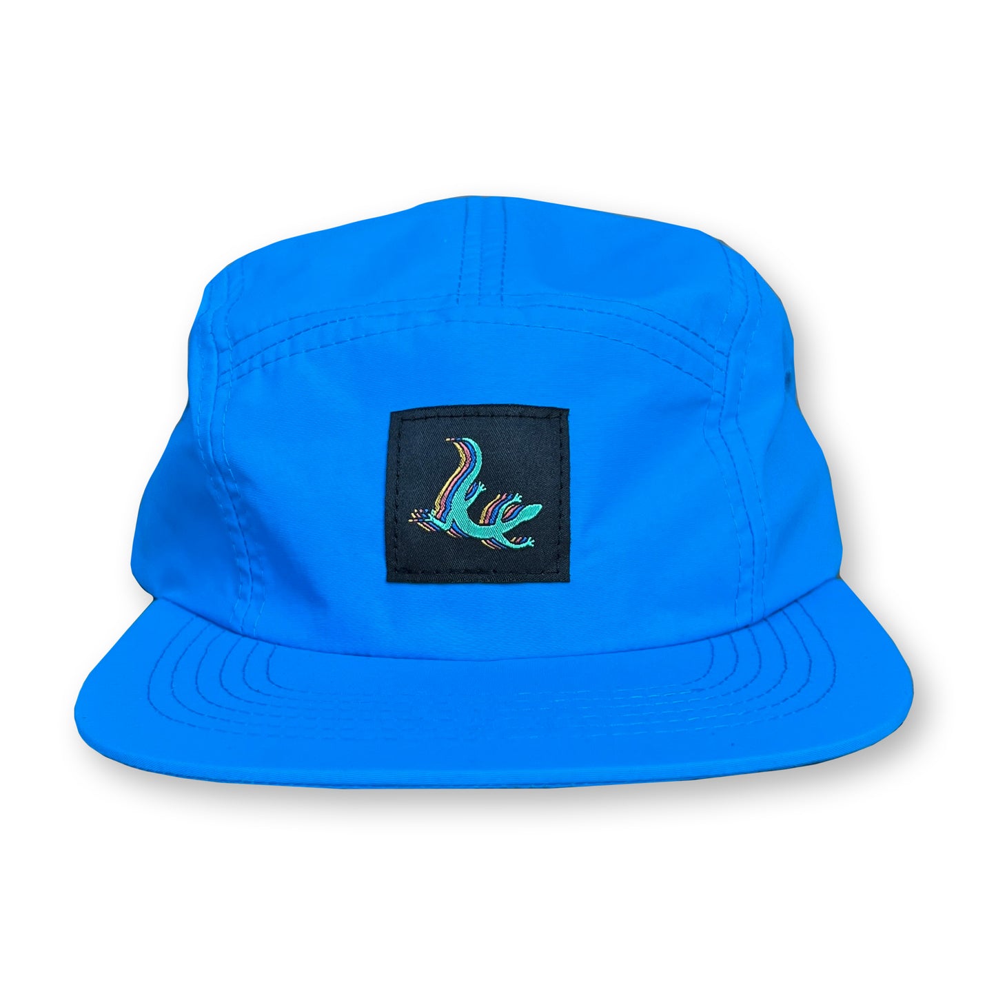 Lizard Five Panel Camp Hat / Smurf Nylon with Calypso Lizard Patch