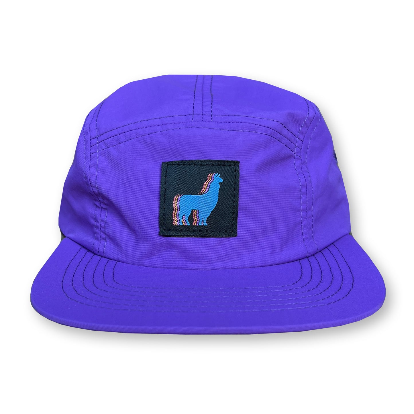 Llama Five Panel Camp Hat / Petunia Nylon with Sundowner Llama Patch