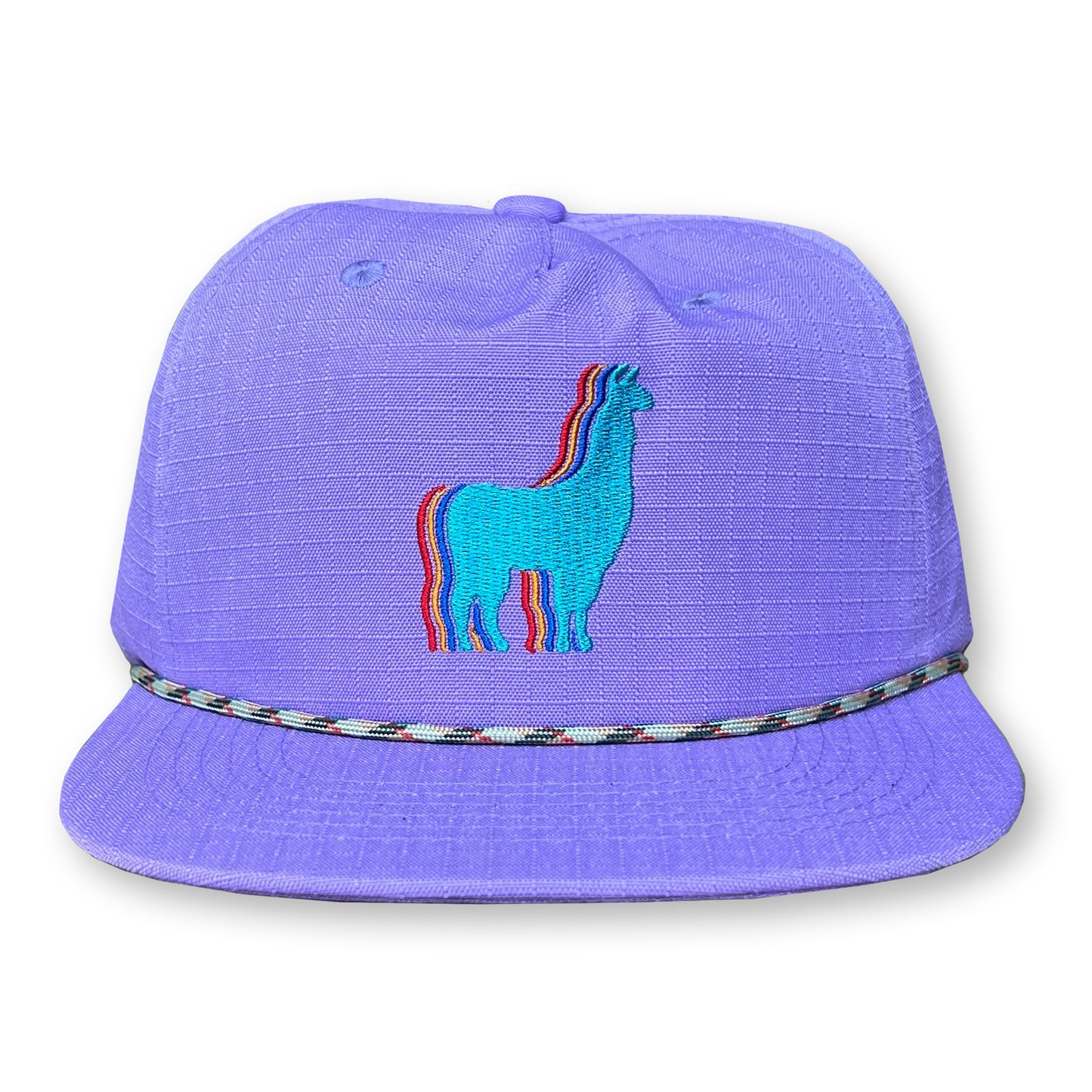 Llama Rope Hat / Lilac Ripstop Nylon with Aqua Llama