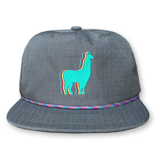 Llama Rope Hat / Thunder Ripstop Nylon with Turquoise Llama