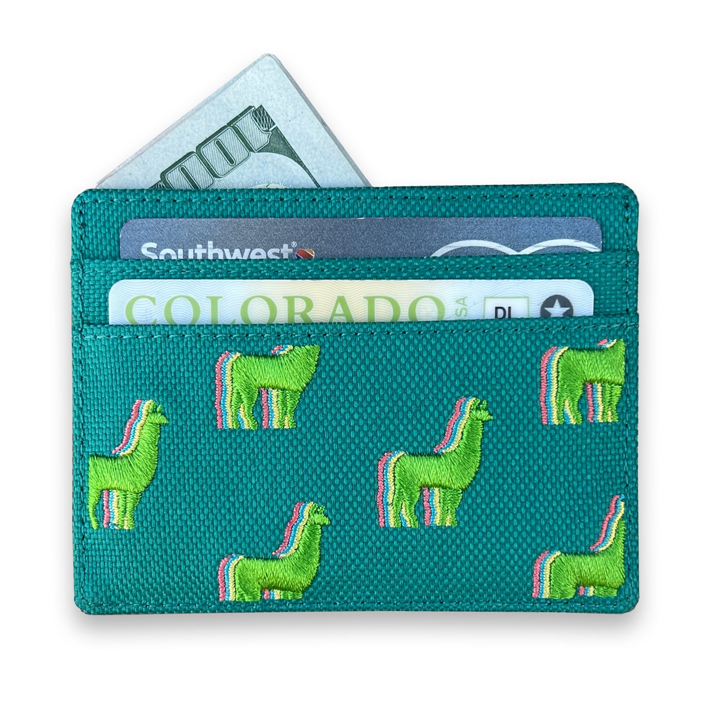 Llama Embroidery Slim Wallet