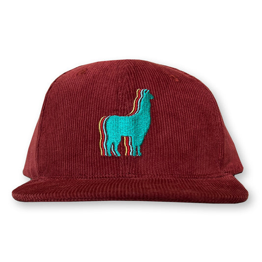 Llama Corduroy Hat / Rust Corduroy with Jade Llama