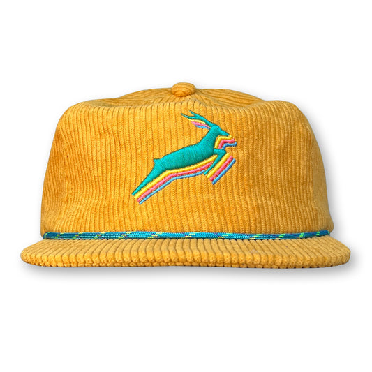 Antelope Rope Hat / Marigold Corduroy with Teal Antelope