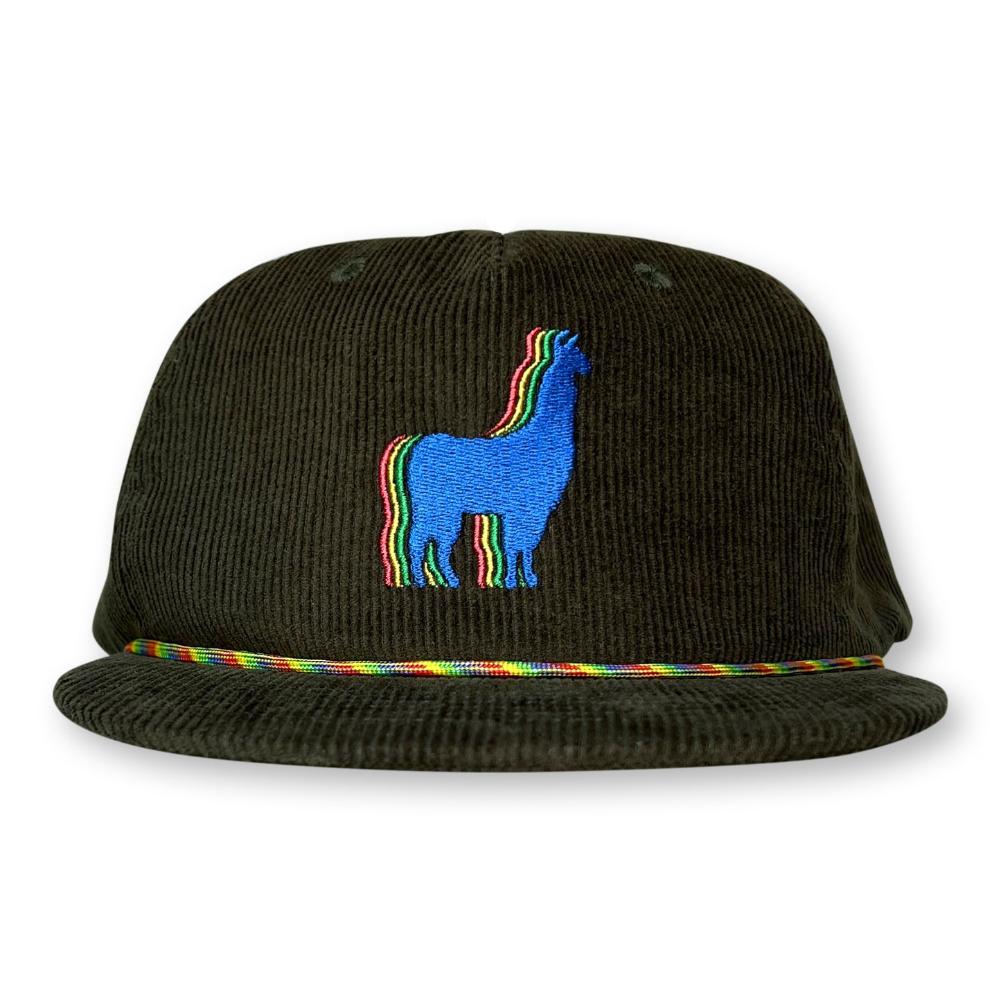 Llama Rope Hat / Seaweed Corduroy with Royal Llama