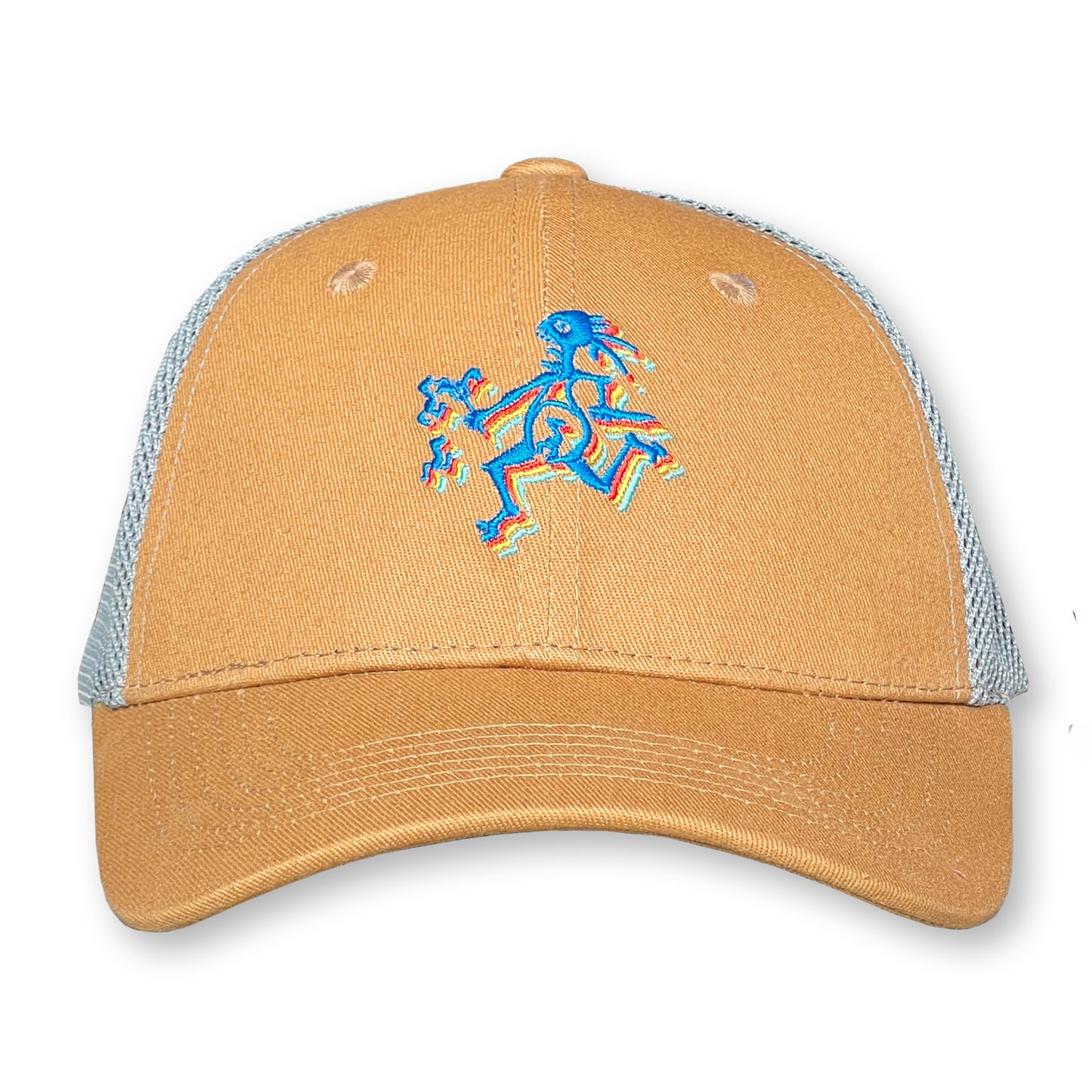 Widespread Panic Trucker Hat / Cashew Cotton with Cloud Mesh and Sapphire Note Eater