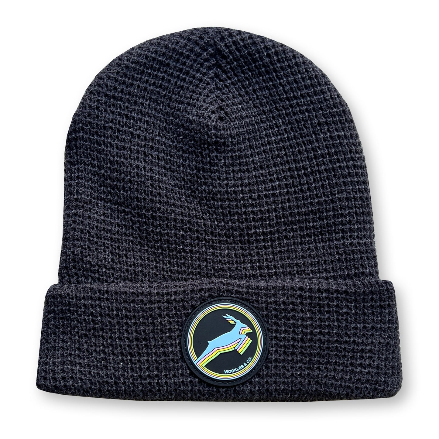 Antelope Waffle Knit Beanie in Charcoal